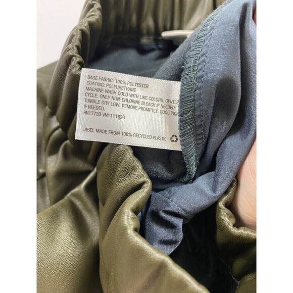 A New Day Target Faux Leather Pants Olive Green XS Pockets Elastic Waist Pull On - Picture 11 of 13